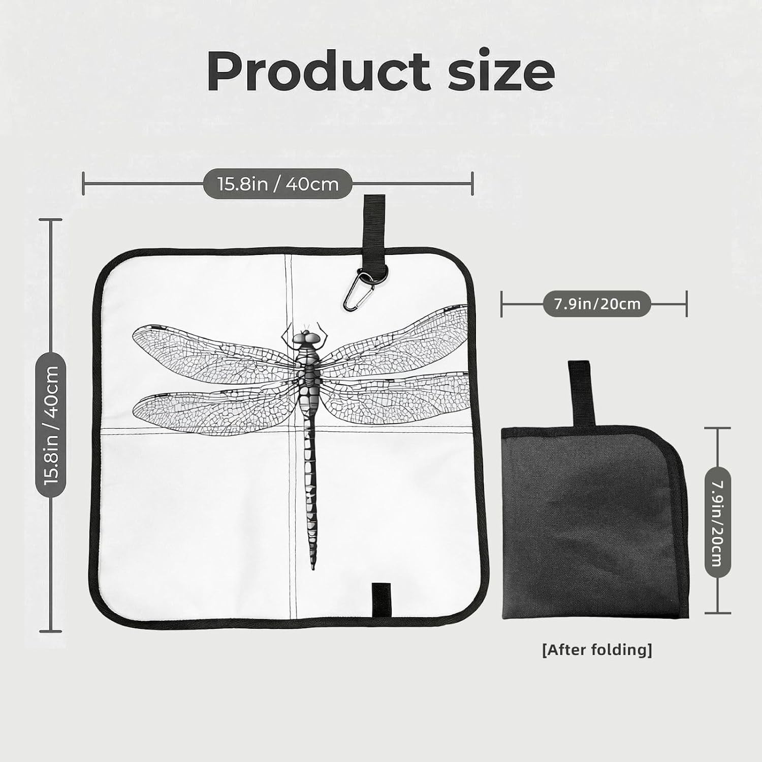 (Dragonfly) Sitting Pad Foldable Seat Cushion Lightweight Camping Seat Mat with Hook for Outdoor Hiking Picnic Camping