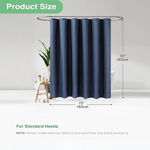 Vista 550 de Dynamene Cortina de ducha larga de tela negra – Cortinas de ducha de tela alta y resistente con textura de gofre, juego de cortina de baño de lujo