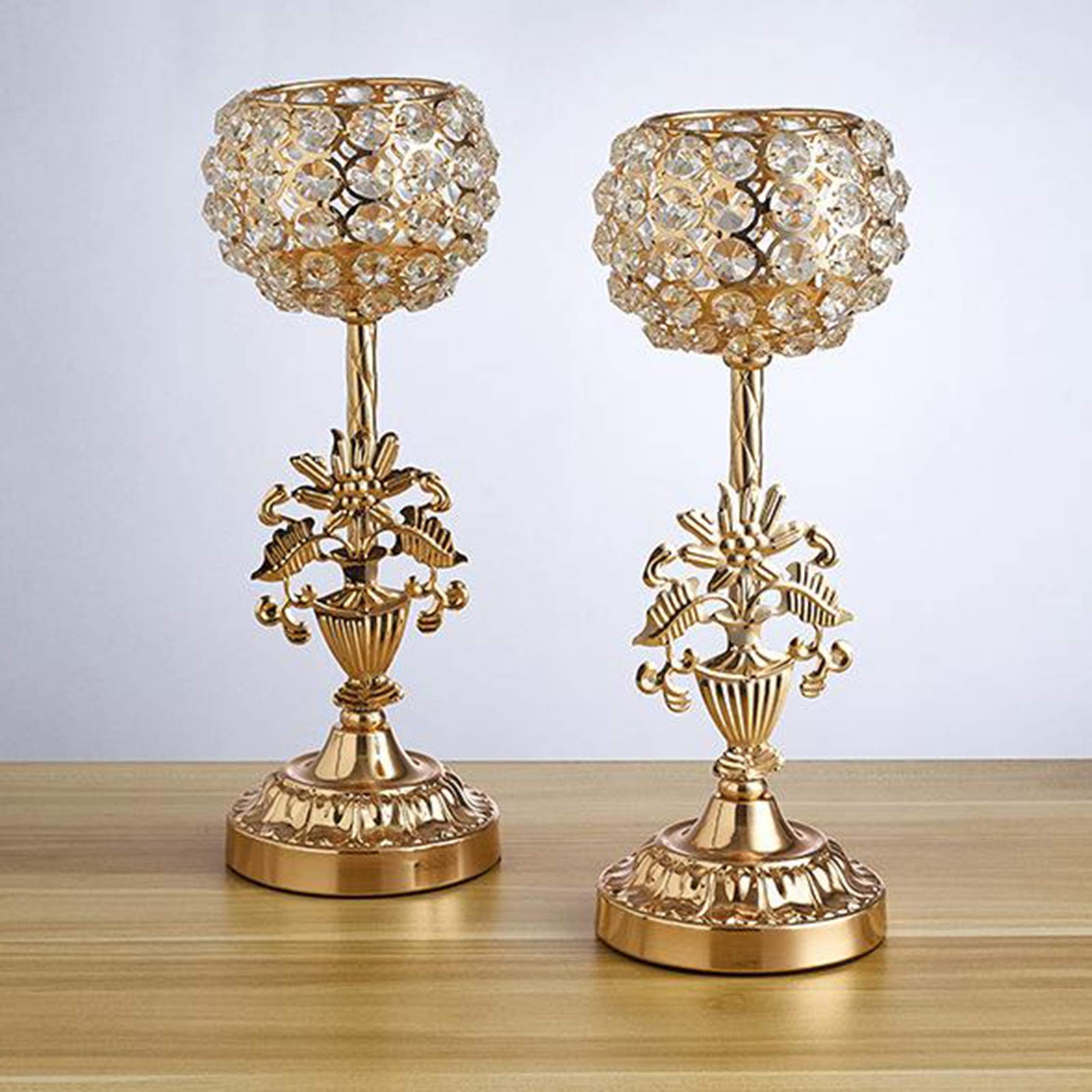 2pcs Crystal Wedding Oro Candela portacandele in Metallo candelsick uffici Decor