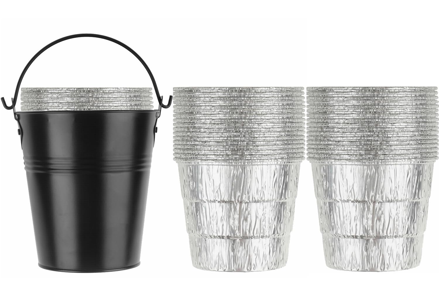 Firsgrill 30Pack Liners & 1 Pack Black Bucket for Mostly Wood Pullet Grill or Smoker Grease Catch Holder