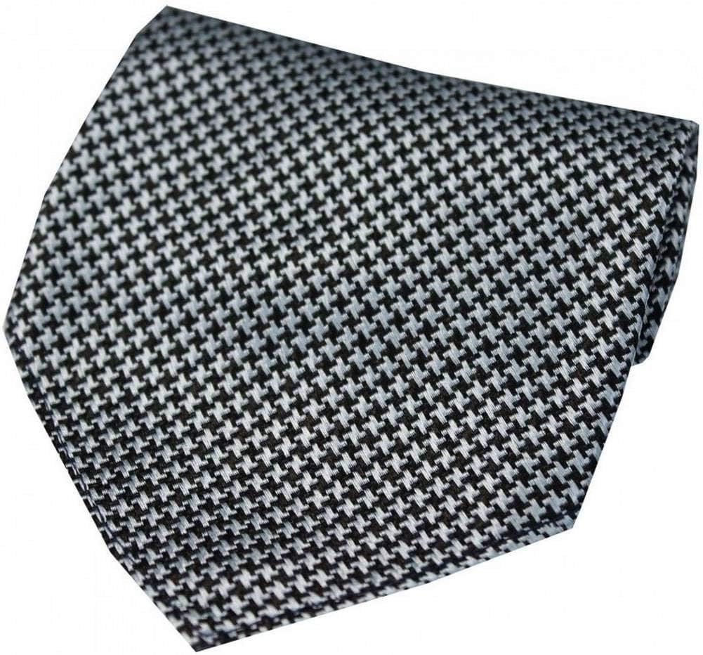 Mens Dog Tooth Silk Handkerchief - Black/Grey