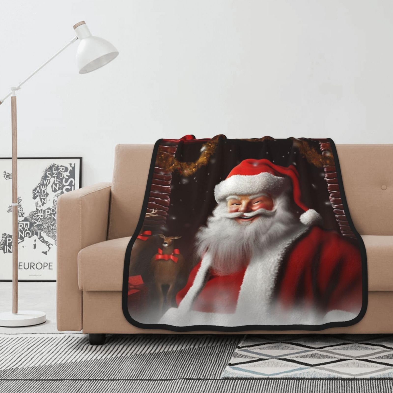 Couverture polaire Père Noël plaid doux canapé pour des soirées d'hiver cocooning