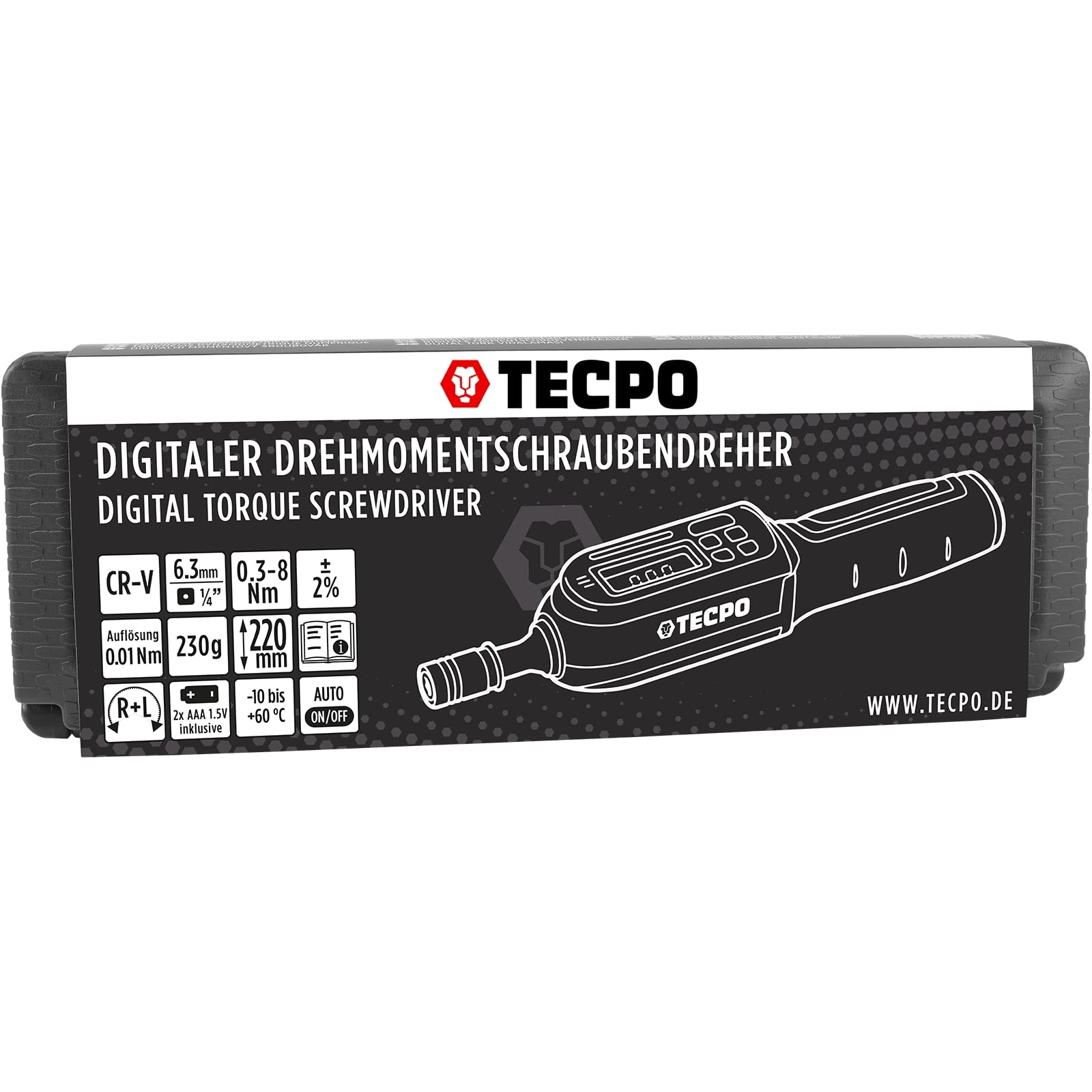 TECPO Destornillador dinamométrico digital de 1/4 pulgadas, 0,3 – 8 Nm, juego de destornilladores dinamométricos ajustables, juego de herramientas para coche, bicicleta, modelismo y bricolaje