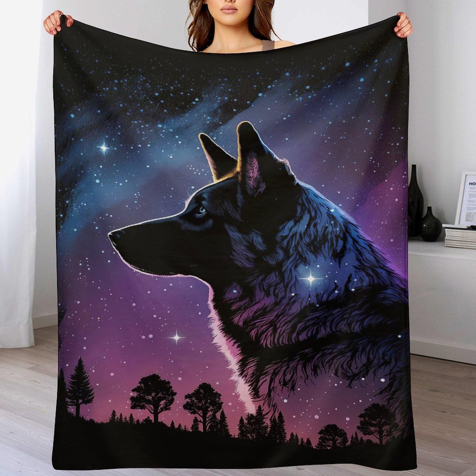 Couverture berger allemand polaire en flanelle pour adultes et enfants