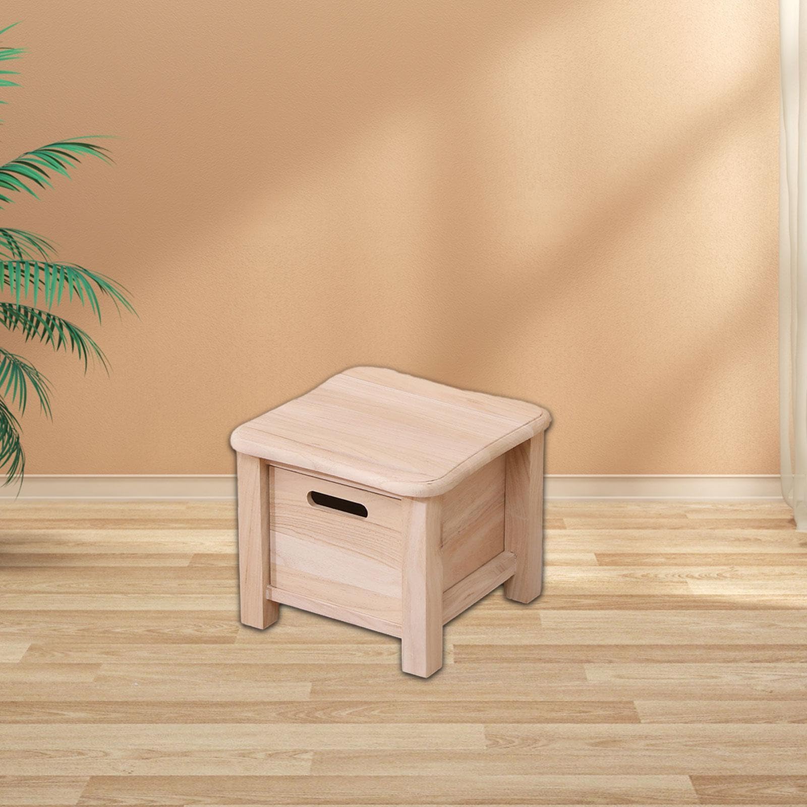 Fenteer Sgabello Contenitore in Legno, Sedia per Cambiare Le Scarpe, Decorazione per Casa, Piccolo Sgabello con Bordi Arrotondati per Soggiorno, 30 Cm X 30 Cm X 25