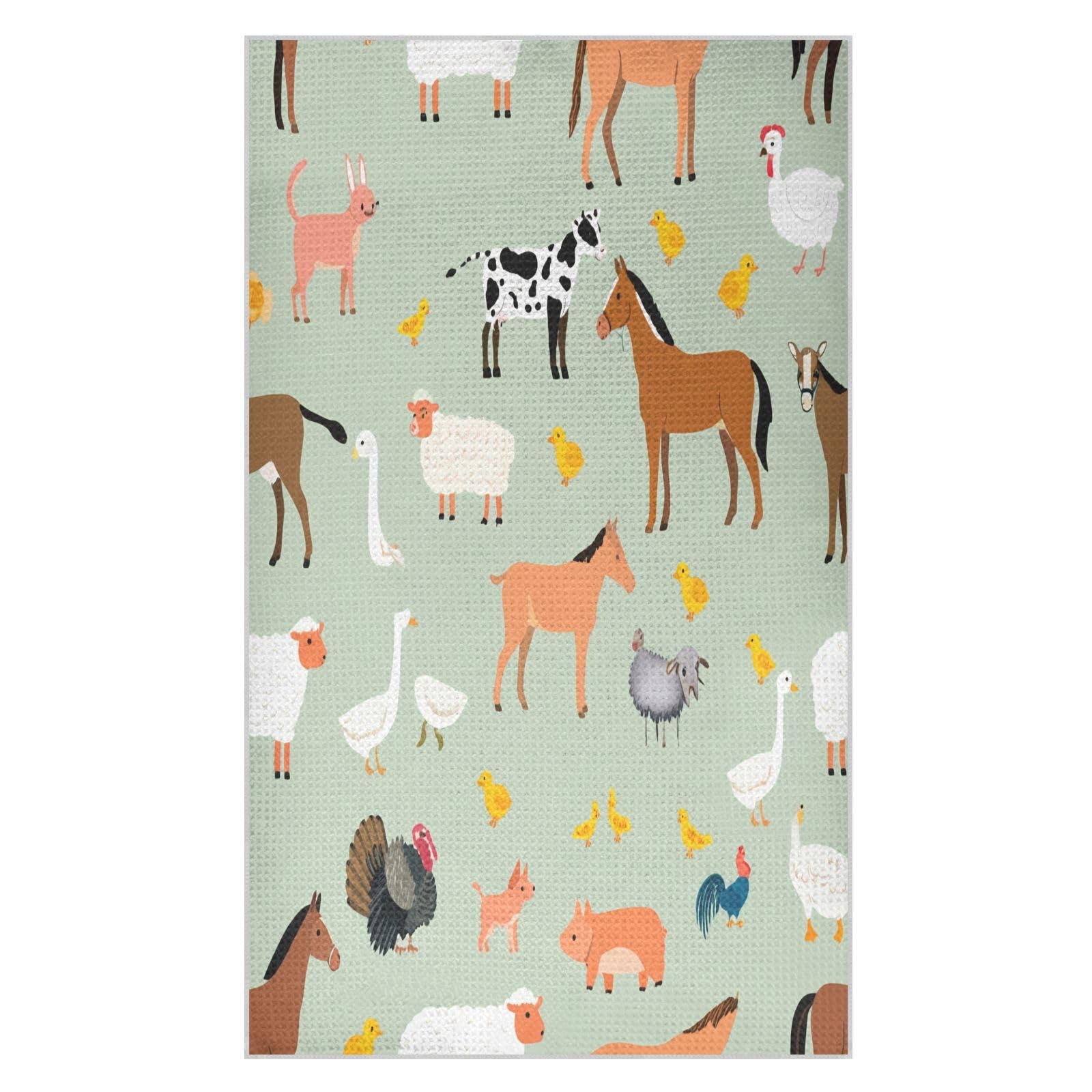 BURSTDDY Cartoon Animals Kitchen Towels,Absorbent Dish Towels 1 Pack