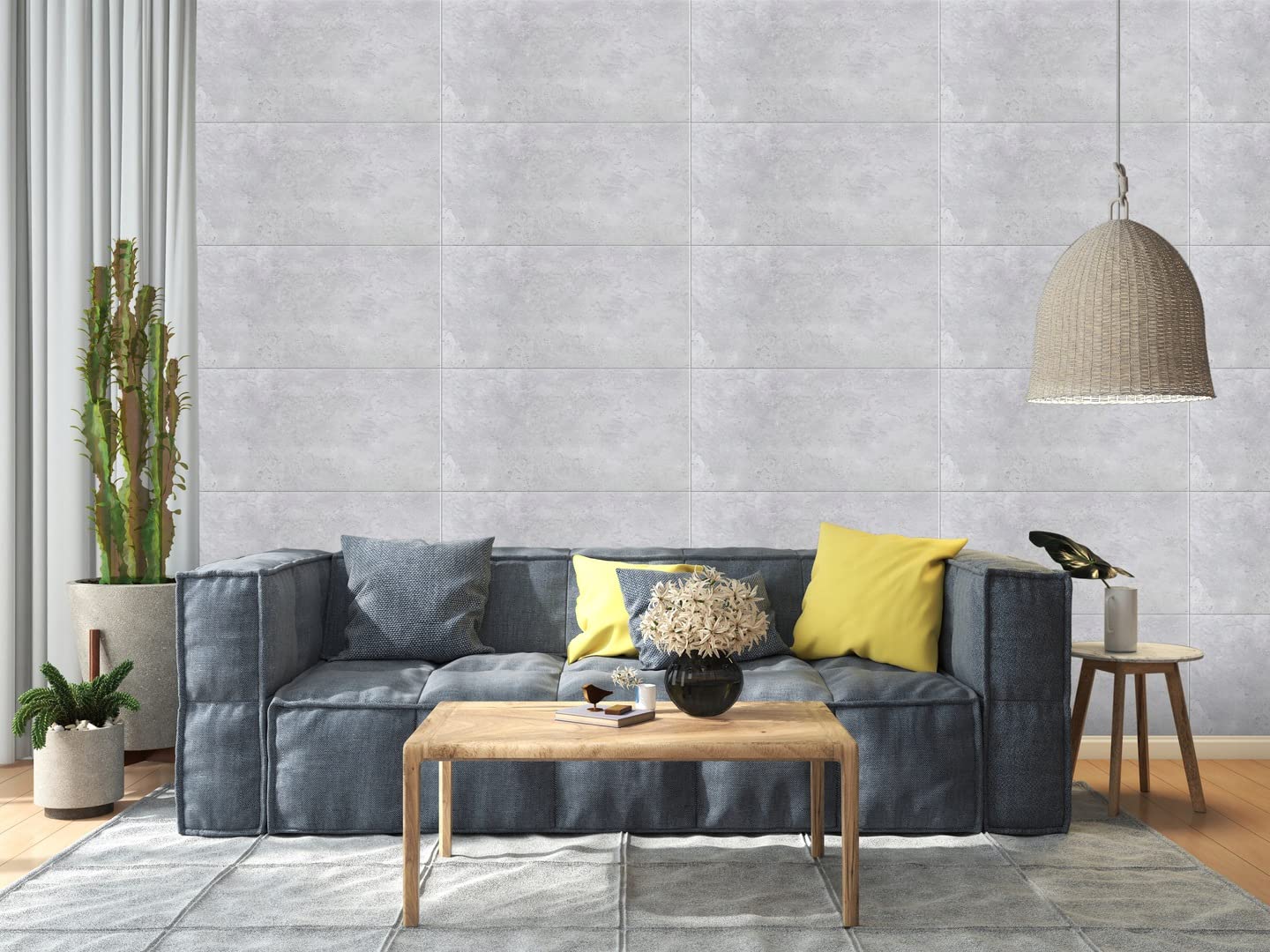 Panele ścienne DECCART o wyglądzie betonu - panele sufitowe - okładzina ścienna okładzina sufitowa z imitacją betonu - 100x50 cm - Szary - 6914 XL - 8 sztuk (4 m²)