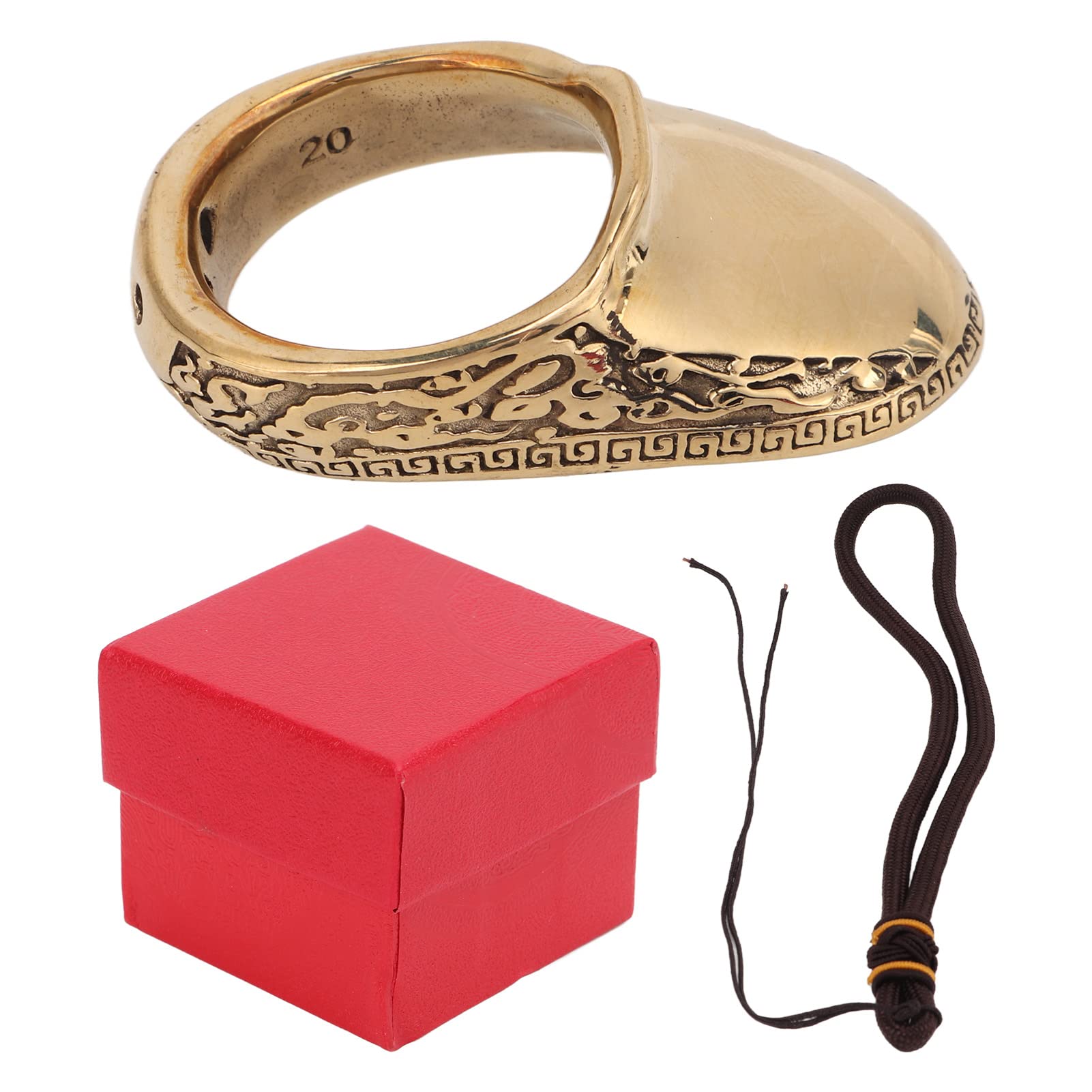 lvifloae Brass Archery Thumb Ring 20mm Metal Archery Thumb Guard Traditional Bow Universal Hunting Bow Anti Slip Wear Resistant String Protector Ancient Replica Accessories (20mm)