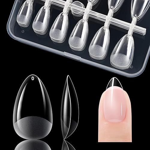 Gelike ec Kit de puntas de uñas postizas cortas de almendra, puntas de uñas postizas de gel suave de cobertura completa para extensiones de uñas, Gelike ec Kit de puntas de uñas postizas cortas de almendra, puntas de uñas postizas de gel suave de cobertura completa para extensiones de uñas,