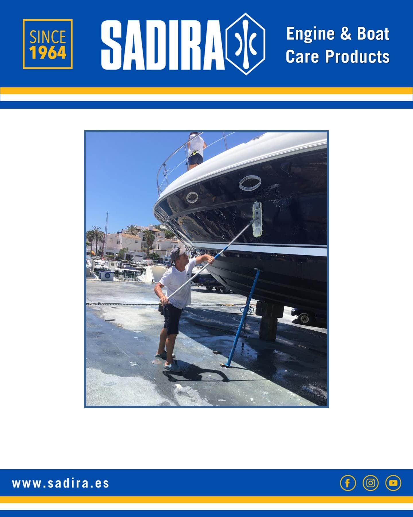SADIRA Jabón concentrado para embarcaciones 2x1 L. Limpieza impecable y protección duradera contra marcas de cal en cristales y fibra. Accesorio de mantenimiento de barcos de recreo