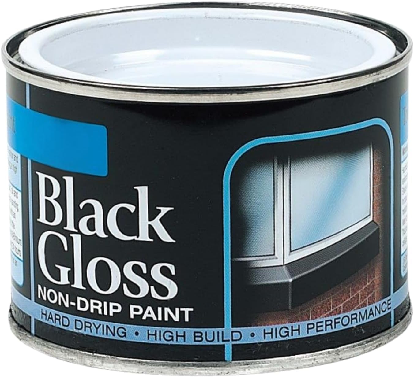 Inspired Essentials 180ml Non Drip Paint Tin Exterior Interior Hard Drying Performance Multi-Purpose Tin for Metal, Wood, Plastic, Walls with Perfect Finish (4, Black Gloss) โ image 1