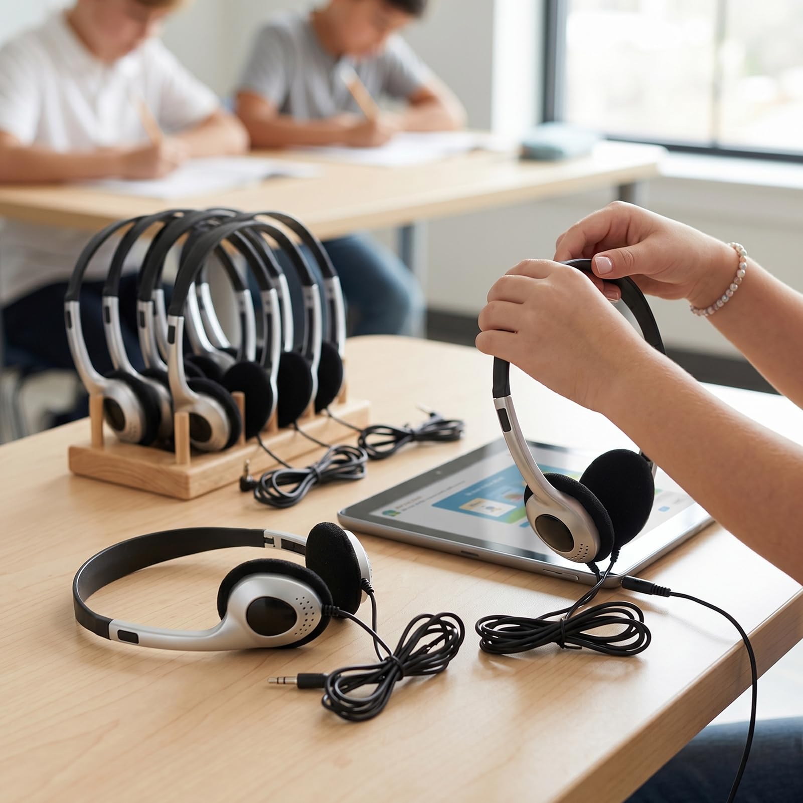 Sxhlseller Cuffie per la Classe dei Bambini, Cuffie Cablate Circumaurali, Confezione da 10 Pezzi, Jack da 3,5 Mm, Archetto Regolabile, Ideali per la Scuola, la Biblioteca, L'informatica e