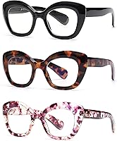 Vista 10 de JM Gafas de lectura con ojo de gato para mujer, lectores de computadora con bloqueo de luz azul con bisagra de resorte