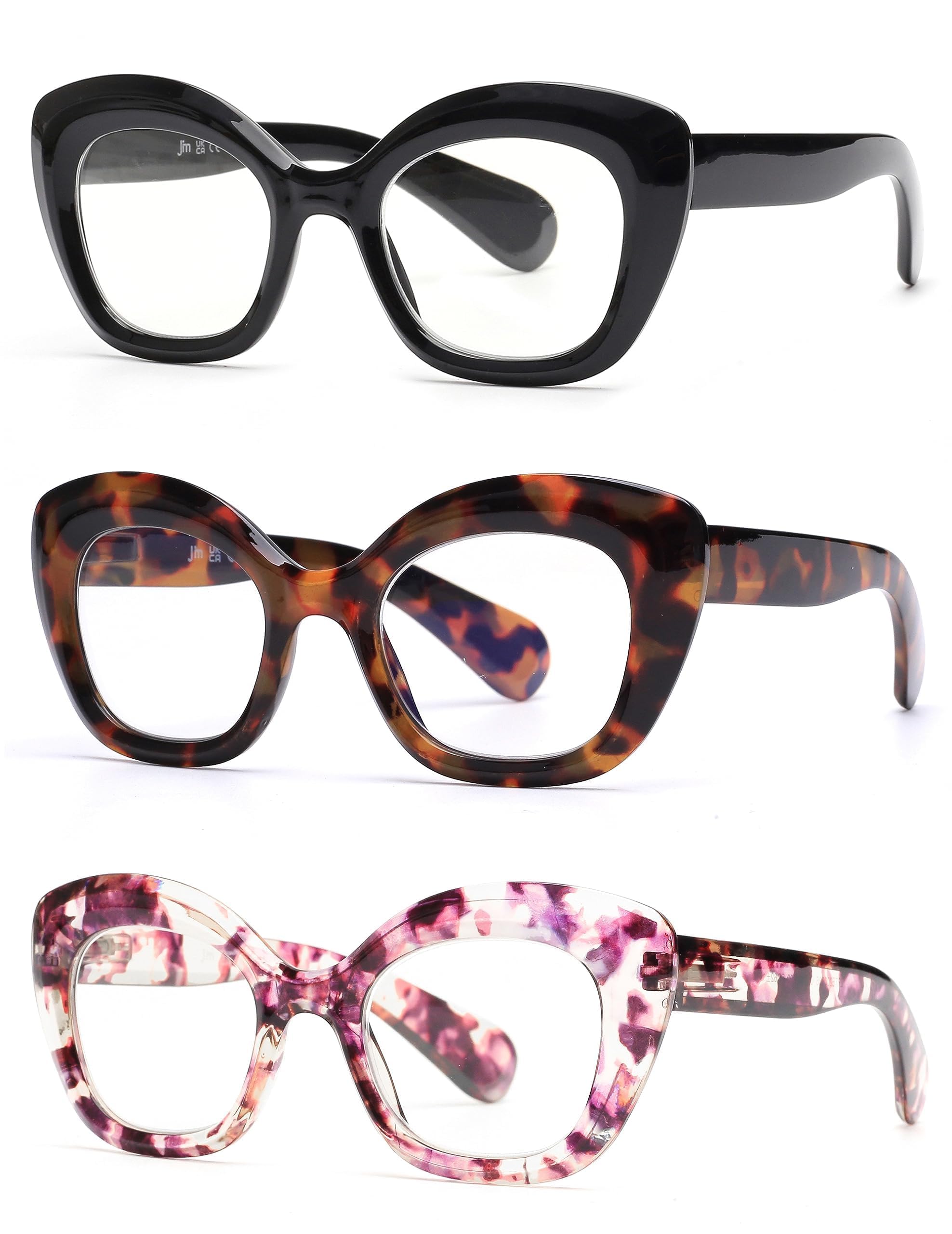 JM Cat-Eye Reading Glasses for Women, Blue Light Blocking Computer Readers with Spring Hinge