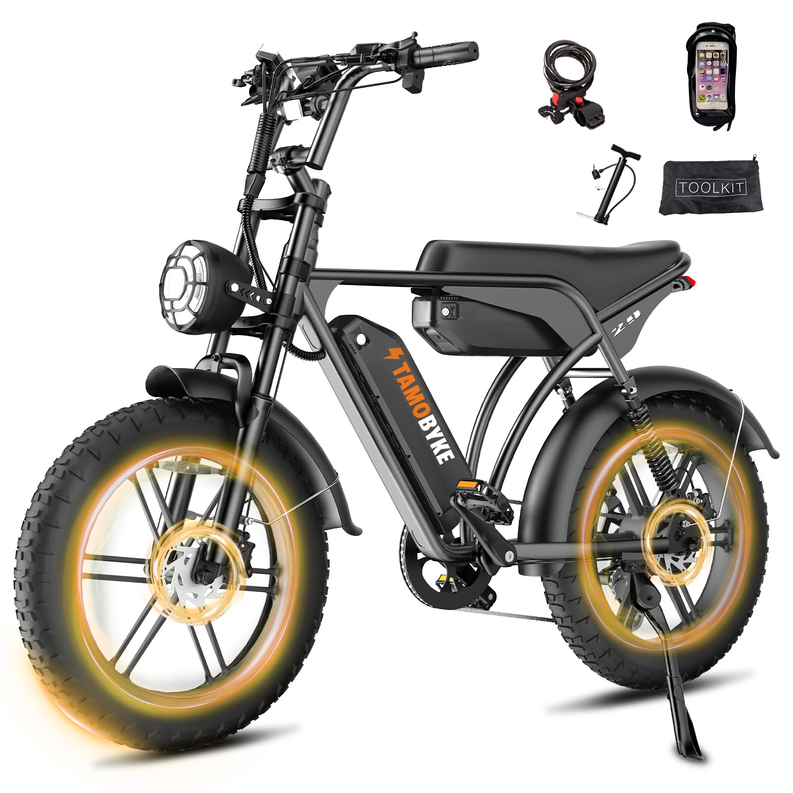 V29pro Electric Bike for Adults,2000W Motor (Peak), 32MPH Electric Dirt ebike, 20''Fat Tire E-bike with 48V 15.6AH Dual Batteries,Full Suspension Hydraulic Brakes, E Bike for Snow, Sand, Road