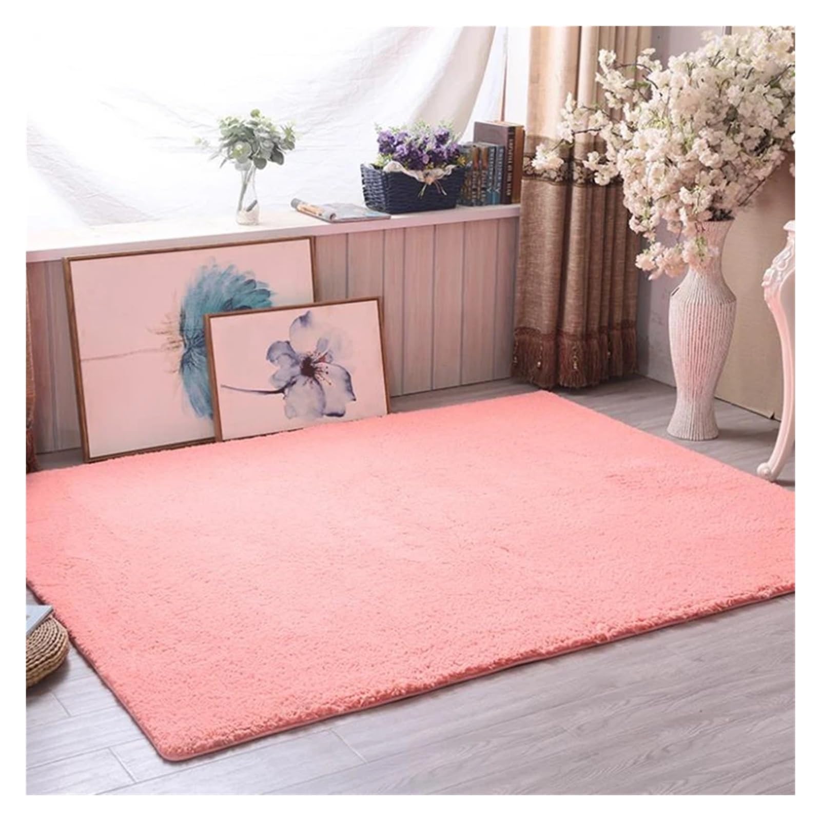 Tapis de chambre insonorisé et épais en velours d'agneau rose
