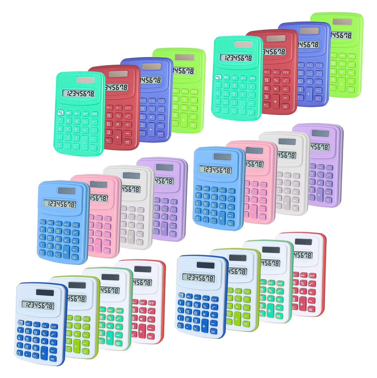 Calcolatrice di base a doppia potenza, 8 cifre, con pulsante in silicone, calcolatrice da tavolo (A, set di 24)