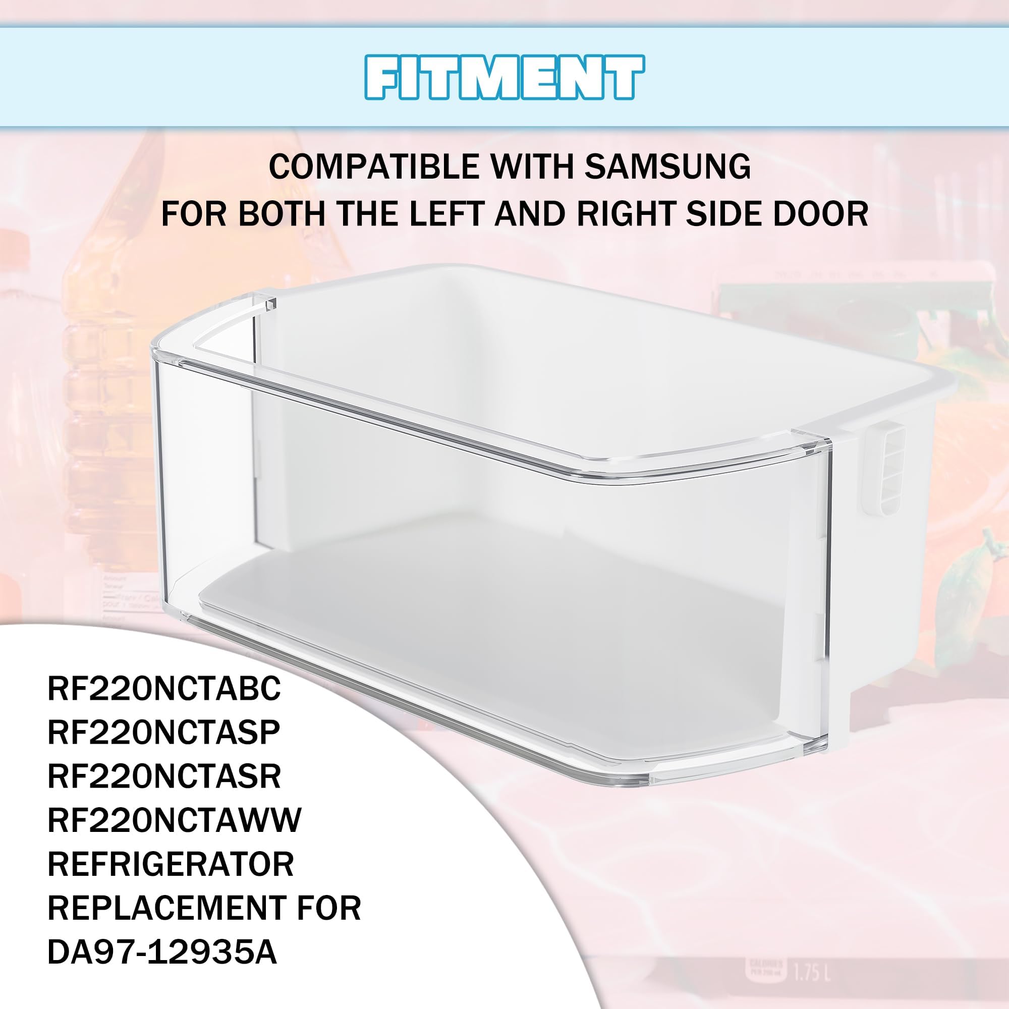 Kojem DA97-12935A RF220NCTABC - Estante de repuesto para puerta de refrigerador compatible con Samsung de repuesto para refrigerador RF220NCTASP RF220NCTASR RF220NCTAWW blanco + transparente