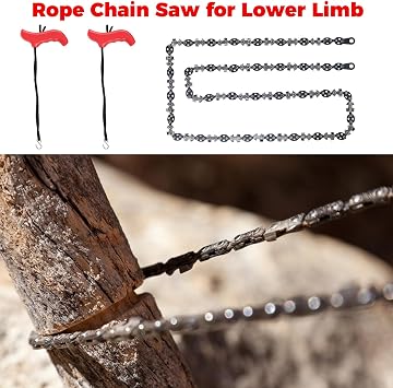 53 Inch High Reach Tree Limb Hand Rope Chain Saw with 68 Teeth, Folding Pocket Rope Chainsaw, Tree Cutting Tool for Gardening Camping Survival Gear