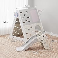 Vista 7 de UNICOO Juego de pirámide de escalada multifuncional 7 en 1 con tobogán, juego de escalada y deslizamiento para niños para el hogar, guardería Gris