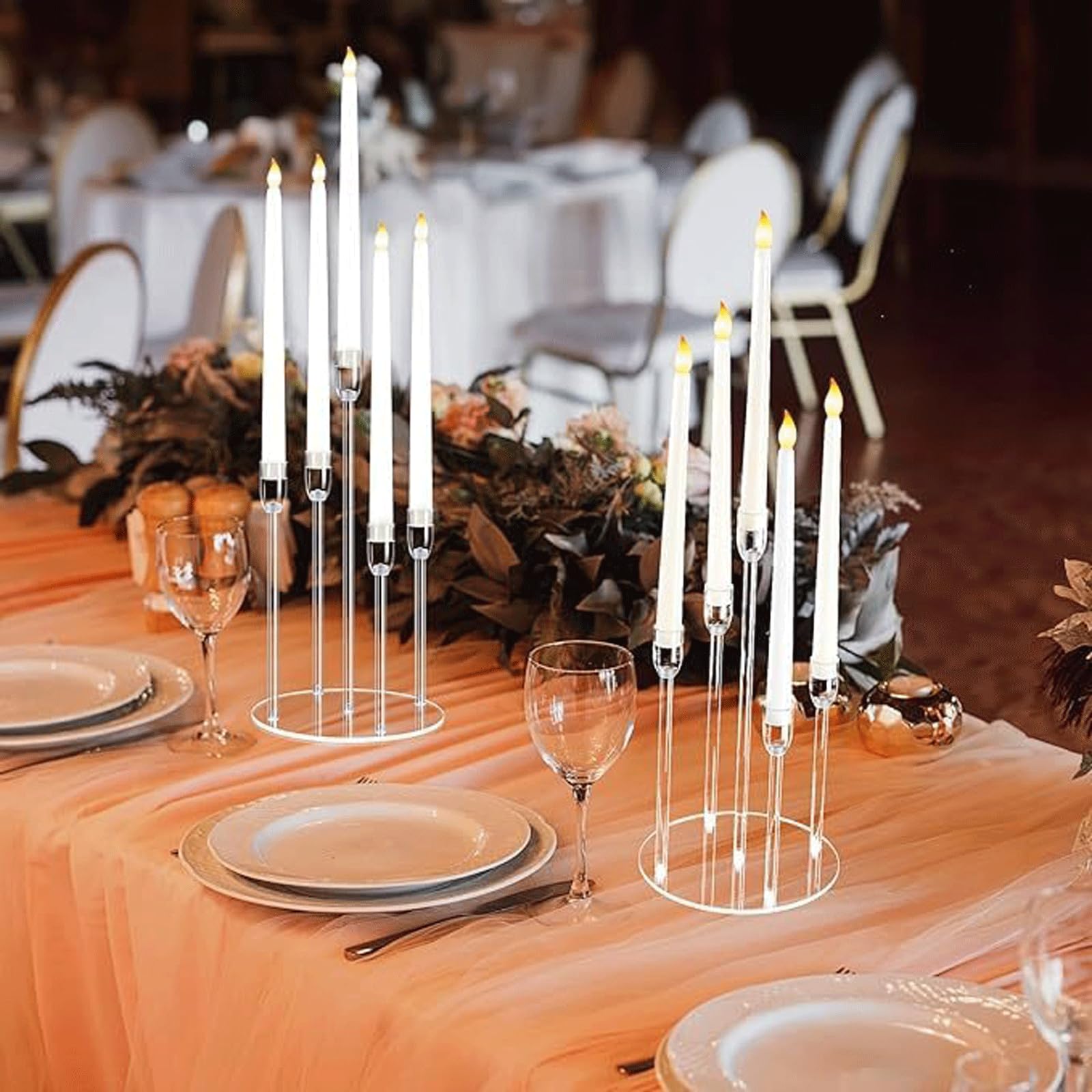 Portavelas de alta calidad para decoración del hogar, candelabros cónicos transparentes, elegante diseño de candelabro, 500 g, peso adecuado para decoración de interiores, regalo de casa nueva