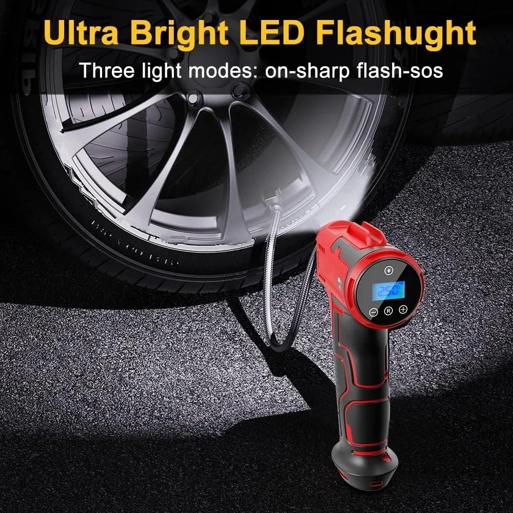Compresores de aire portátiles Inflador De Neumáticos De Coche Compresor De Aire Con Mango Bomba De Inflado De Neumáticos Eléctricos Inalámbrico 150PSI Bolas De Coche Y Bicicleta Inflador Ruedas Coche