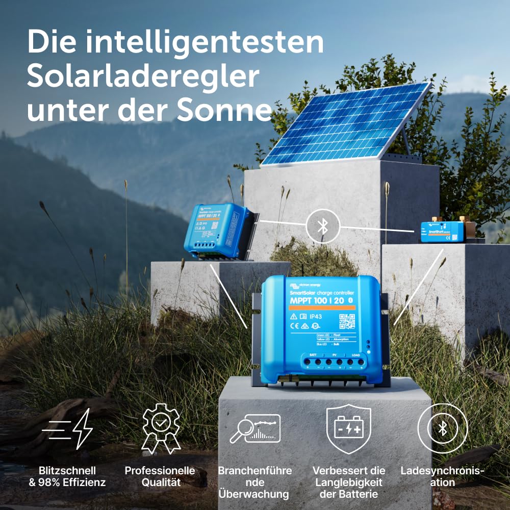 Victron Energy SmartSolar MPPT Laderegler 100/20-48 12V 24V 48V 20A Solarladeregler Bluetooth integriert SCC110020160R