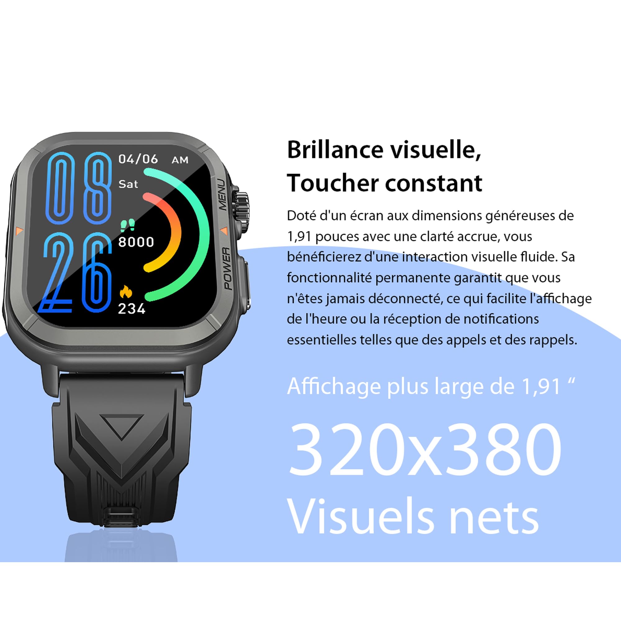 Blackview W30 sportowy smartwatch z ekranem 1,91" + 100 trybów treningu i powiadomień, głębokość nurkowania 10 m, 7-dniowa autonomia, mikrofon, czarny, 320 x 380 cm, czarny, czarny, 320 x 380, Hybryda
