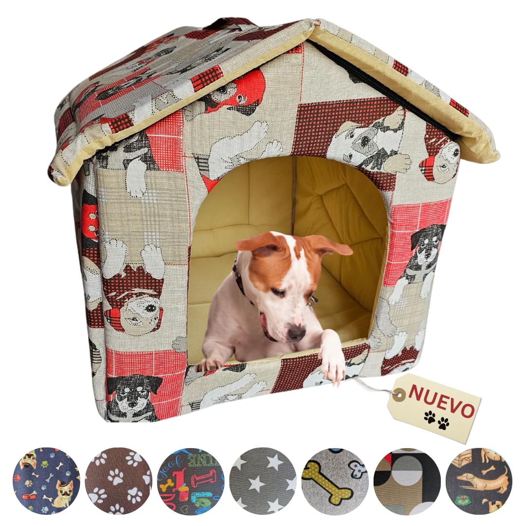 yommy Caseta Interior para Perros 53x50x43cm - Cueva Portátil y Casa de Viaje, Ideal Hogar para tu Mascota (Large, Gris)
