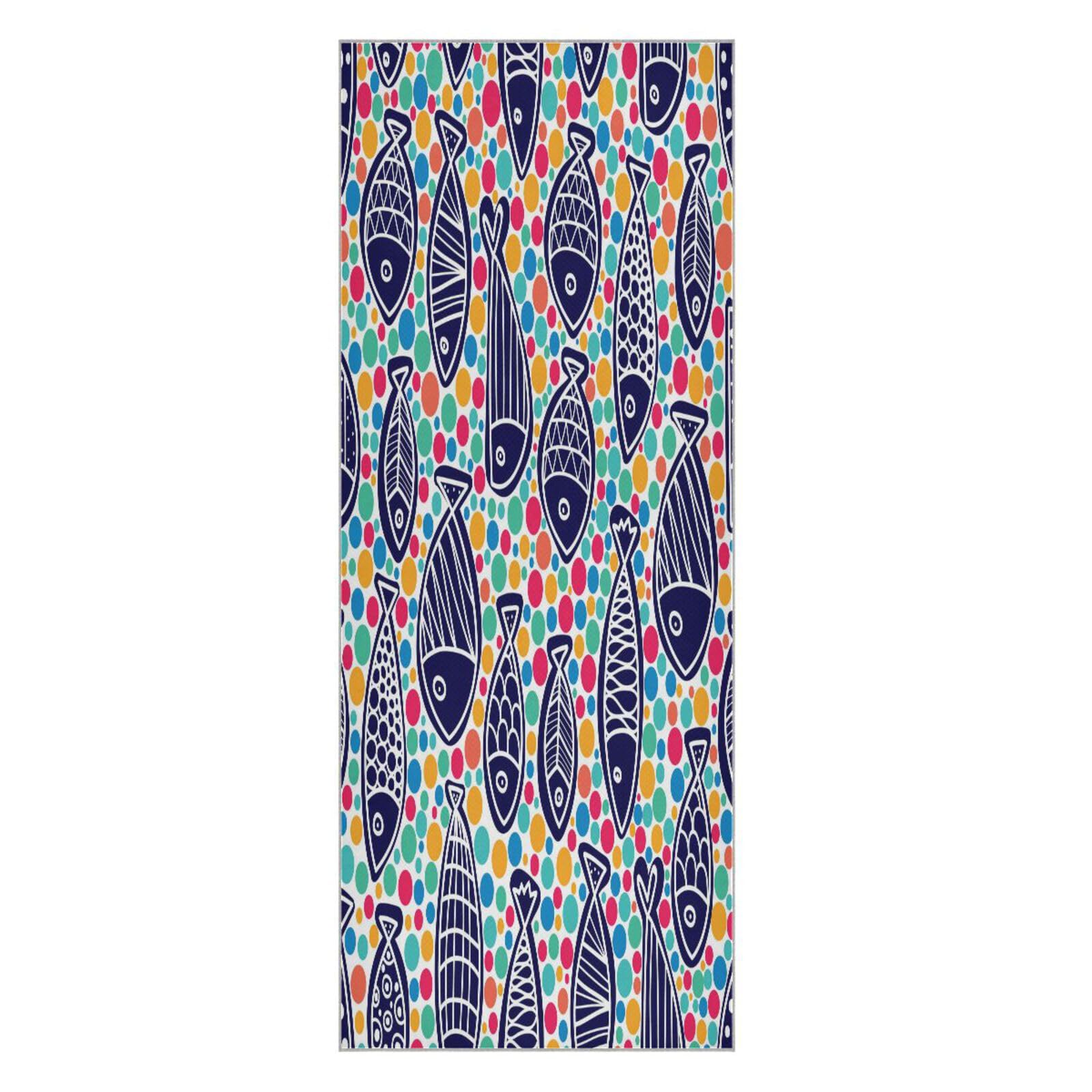 susiyo Fish and Polka Dots Non-Slip Yoga Mat Towel,Hot Yoga Towel for Sweat & Grip Dots,Yoga Mat Cover Blanket for Hot Yoga Bikram Pilates Gym Travel