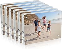 AITEE 4x6 Acrylic Picture Frames 6 Pack - 20% Thicker Double Sided Magnetic Clear Freestanding UV Protected Desktop Display Frames