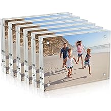 AITEE 4x6 Acrylic Picture Frames 6 Pack, 20% Thicker Block, Clear Picture Frames Freestanding Double Sided Magnetic Acrylic Lucite Frameless Transparent Square Frame Gift for Desktop Display