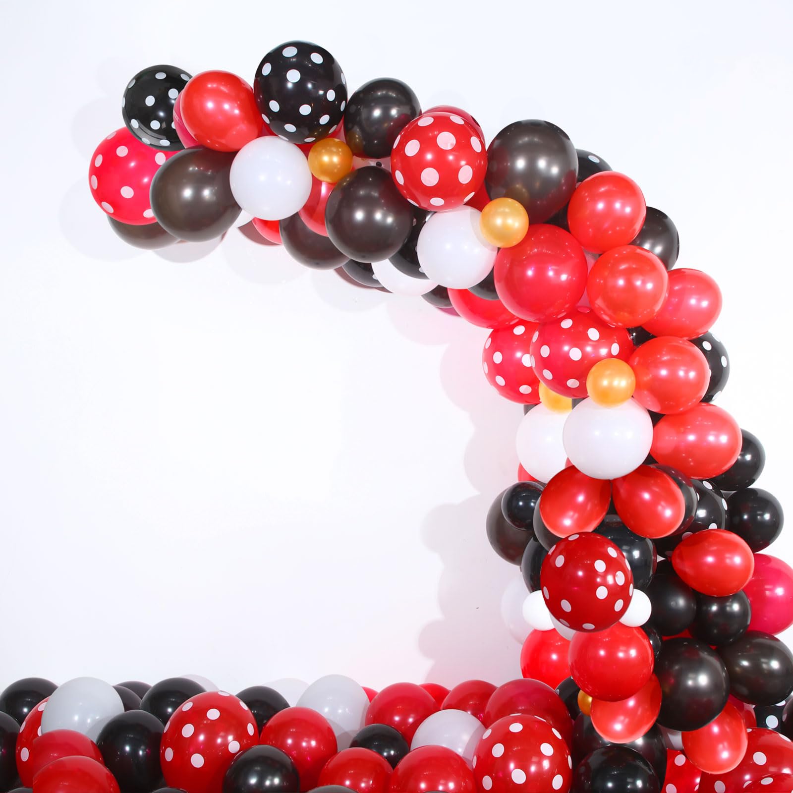 117 Mouse Balloon Garland Arch Kit Black Red White Gold/Rose Red Pink Balloon Garland Arch and Balloon Strip for Mouse Theme Party Baby Shower Birthday Wedding Decoration (Black Red Mouse Color)