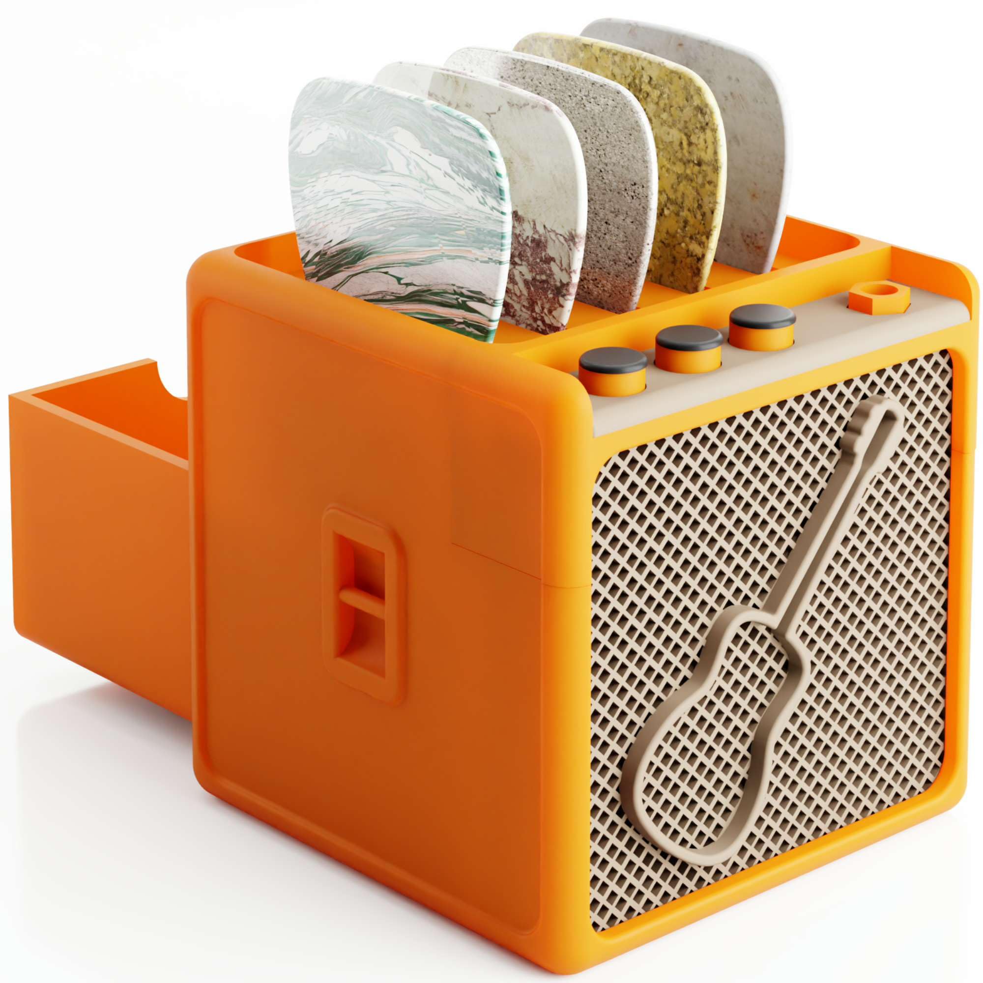 HOTCAN Guitar Pick Display Holder | Guitar Pick Display for 2mm Picks | Stylish &amp; Practical Bass Picks Organizer for Home, Studio, Classroom | Ideal Music Gift for Musicians, Men, Women, Teens(Orange)