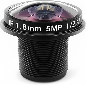 Fisheye Wide Angle Lens for Camera - Tensso 1.8mm IR 5MP 1/25 M12 Fish Eye View Lense for Ring Cameras Replacement Parts, for CCD, for Surveillance, Security, CCTV and Doorbell Cam