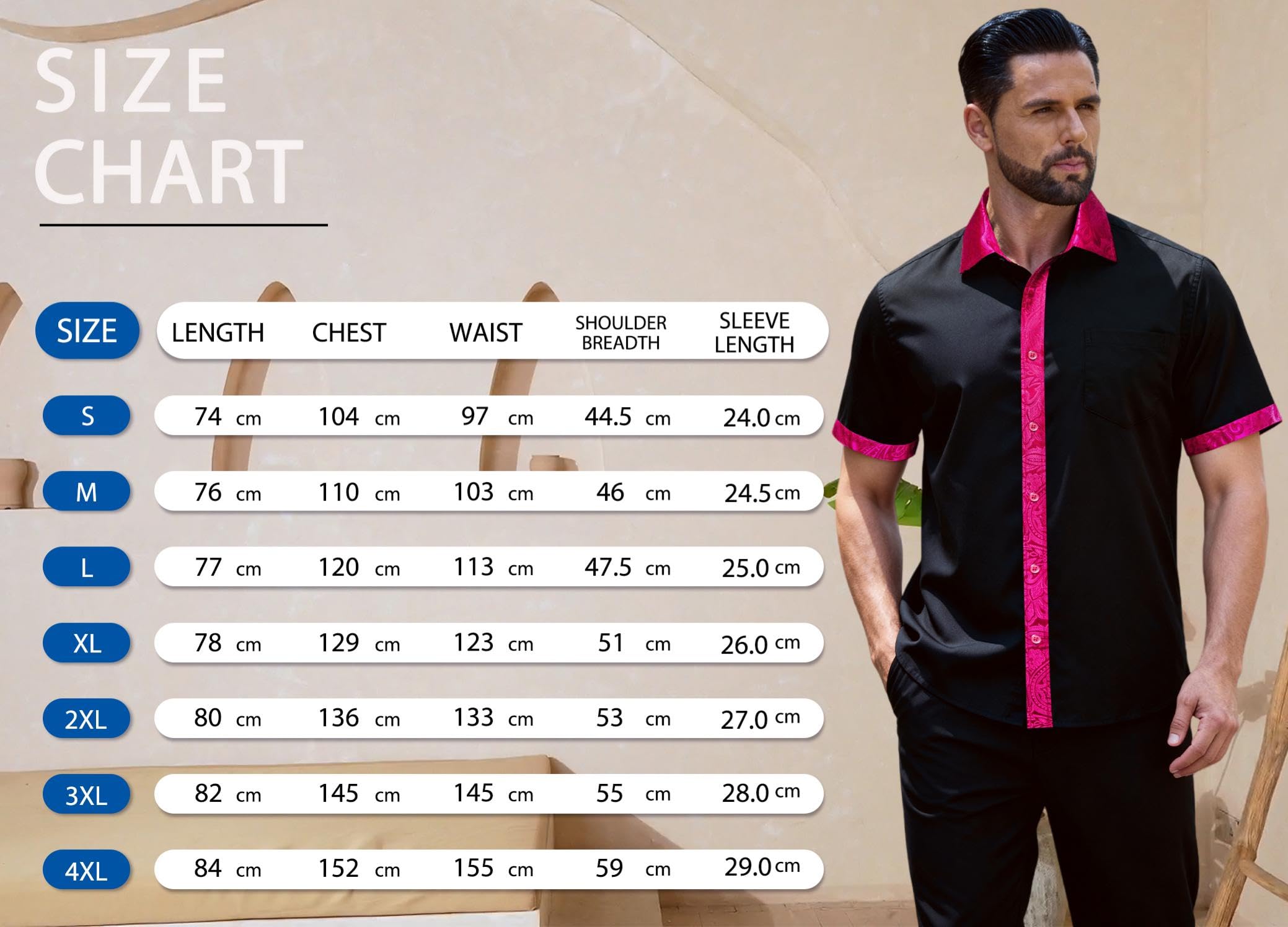 Barry.Wang Chemise à manches courtes boutonnée pour homme - Style formel - Décontracté - Coupe contrastée - Pour l'été, le travail, le mariage, le yacht