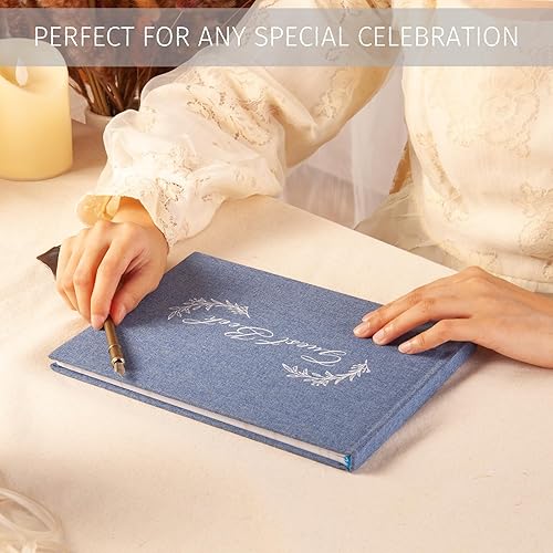 Miniatura 3 de fusuu Libro de invitados de boda  Libro de invitados forrado para recepción de boda  120 páginas elegante cubierta de lino  Libro de visitas