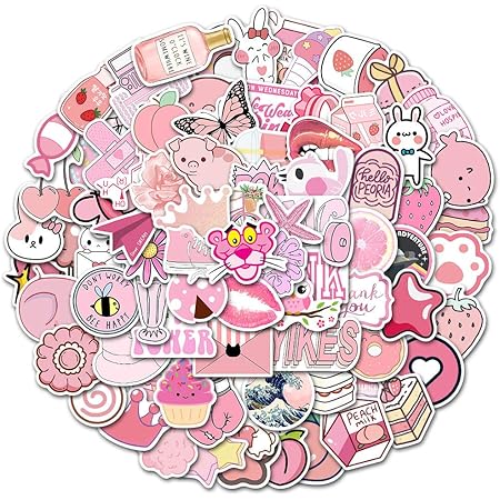amazon com 100pcs cute pink stickers aesthetic kawaii vsco stickers waterproof vinyl stickers for water bottles laptop computer hydroflask skateboard gift for kids teens girls toys games
