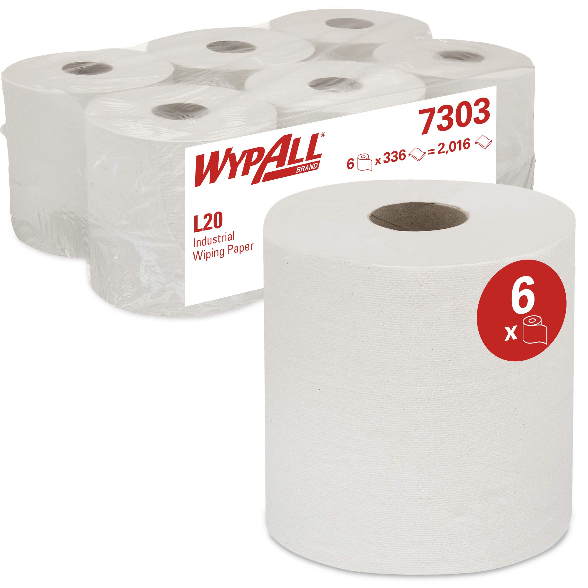 Wypall L20 Wiping Paper Centrefeed White 2 Ply 0.585 M 7303 380 Sheets Pack Of 6