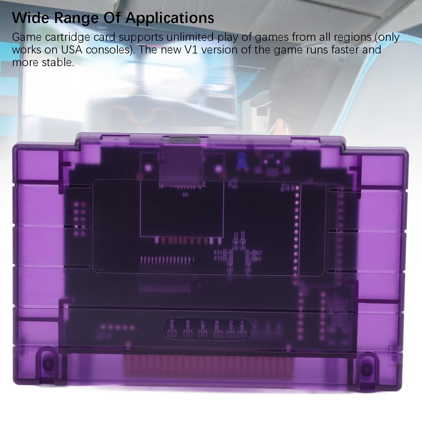 POENVFPO Cartuccia di Gioco per Console SFC, Cartuccia da 3000 in 1 Videogioco con Scheda di Memoria da 8 GB (Viola trasparente)