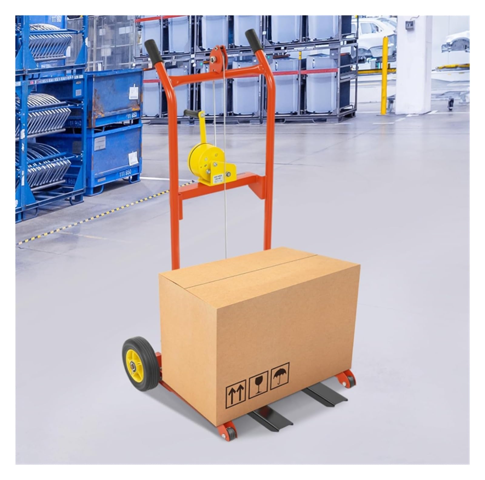 Klappbarer Materialhubwagen mit Winde und Stapler, manueller Hubwagen, Dolly-Hubtischwagen, ideal for den Einsatz in der Werkstatt und Garage