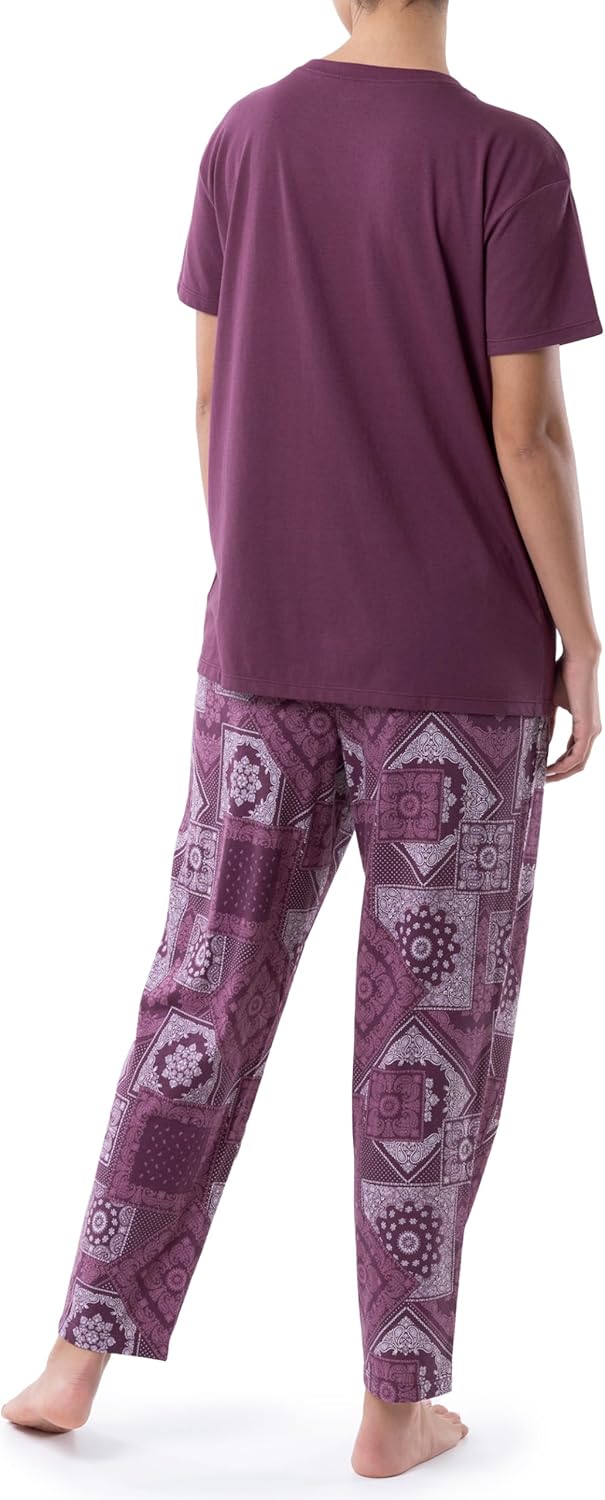 Wrangler womens Short Sleeve Graphic Tee and Printed Pants Pajama Sleep Set - Image 2