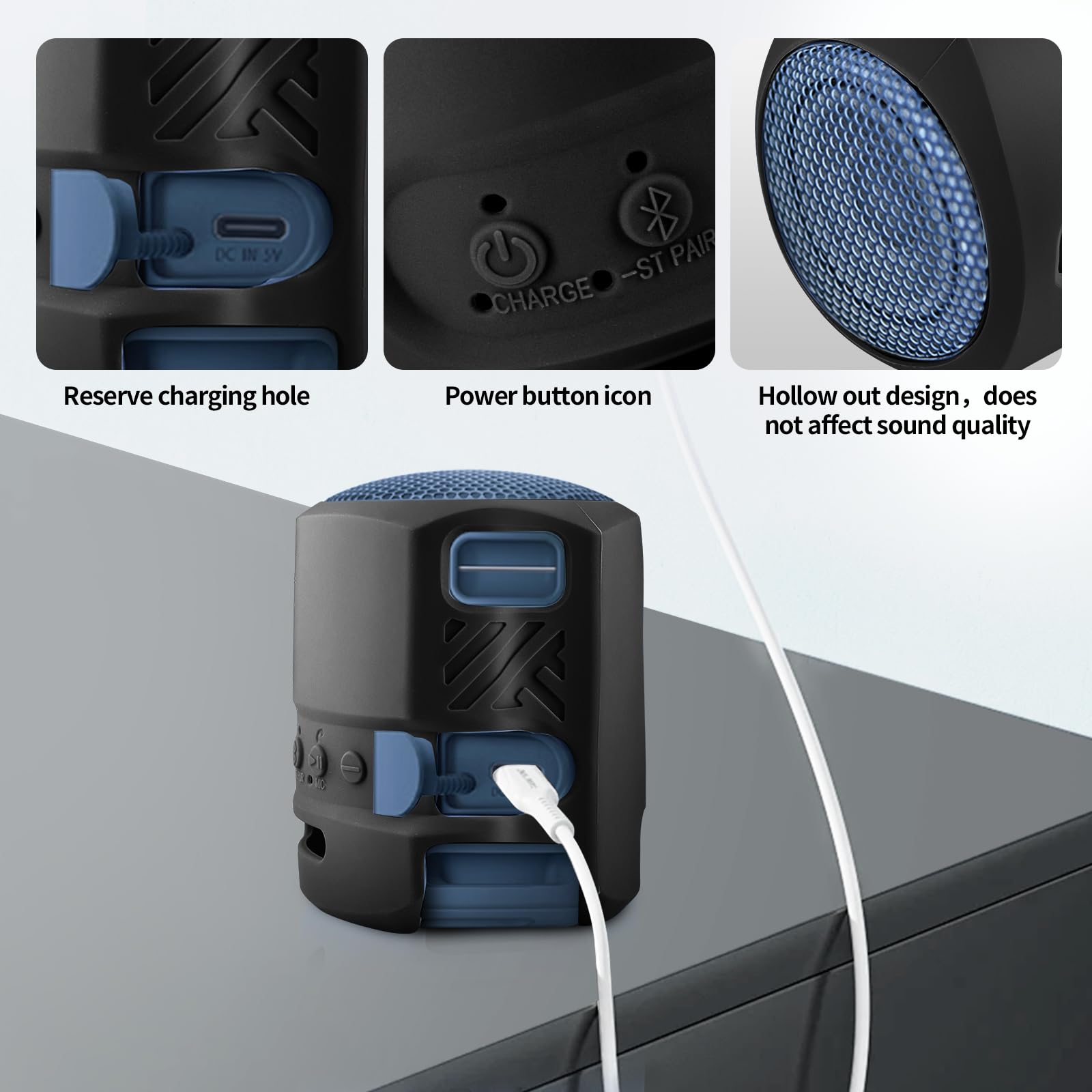 Custodia In Silicone Per Altoparlante Sony SRS-XB13: Protettiva E Da Viaggio Con Cinturino (Blu)