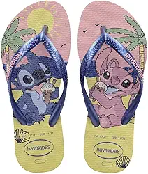 Chinelo Slim Disney, Rosa e Azul, Sola Texturizada (Bege, BR, Criança de 9 a 12 anos, Faixa Numérico, M, 35, 36)