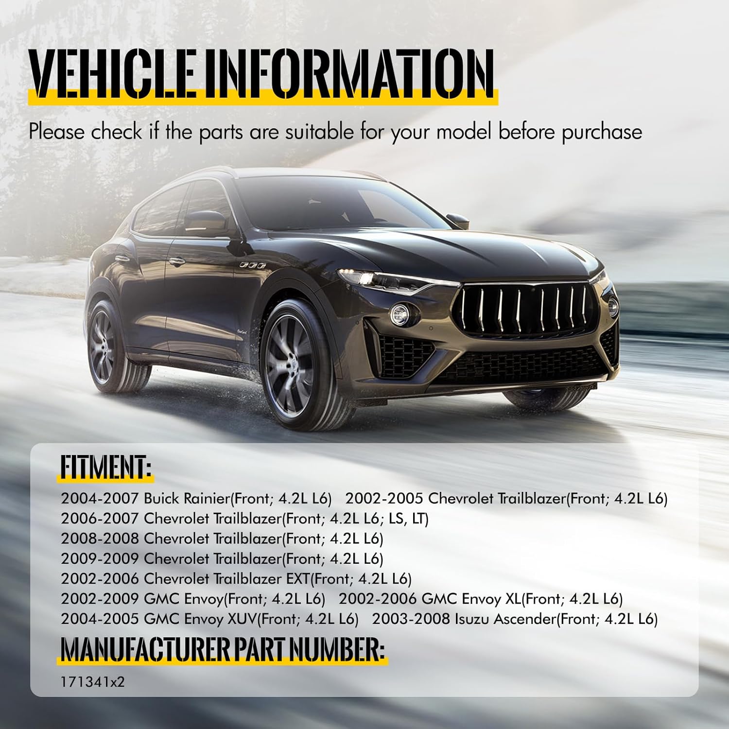 KUSATEC Front Pair Struts Shock Absorber fit for Buick Rainier 04-07;Chevy Trailblazer 02-09; EXT, GMC Envoy 02-09;XL XUV, Isuzu Ascender 03-08, 171341x2 Left/Right Struts with Coil Spring Assemblies