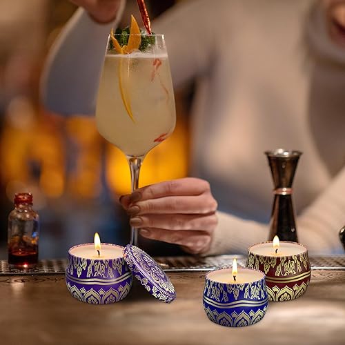 Miniatura 5 de Vela perfumada de cera de soja, 4.4 onzas, juego de viaje portátil de 4 unidades para decoración del hogar, yoga, meditación, relajación, reducción