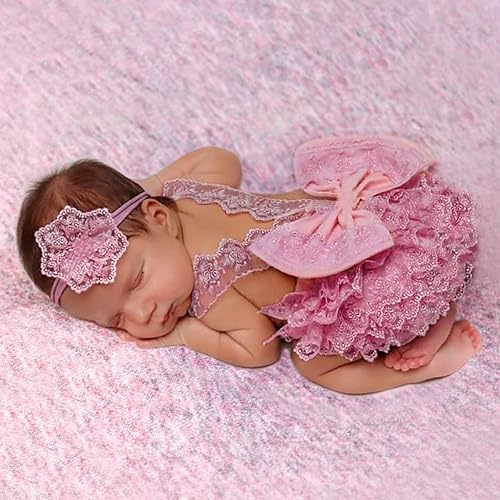 Ylsteed Trajes de fotografía para recién nacidos, accesorios para niñas, mameluco de encaje, trajes para sesión de fotos de bebé, accesorios para