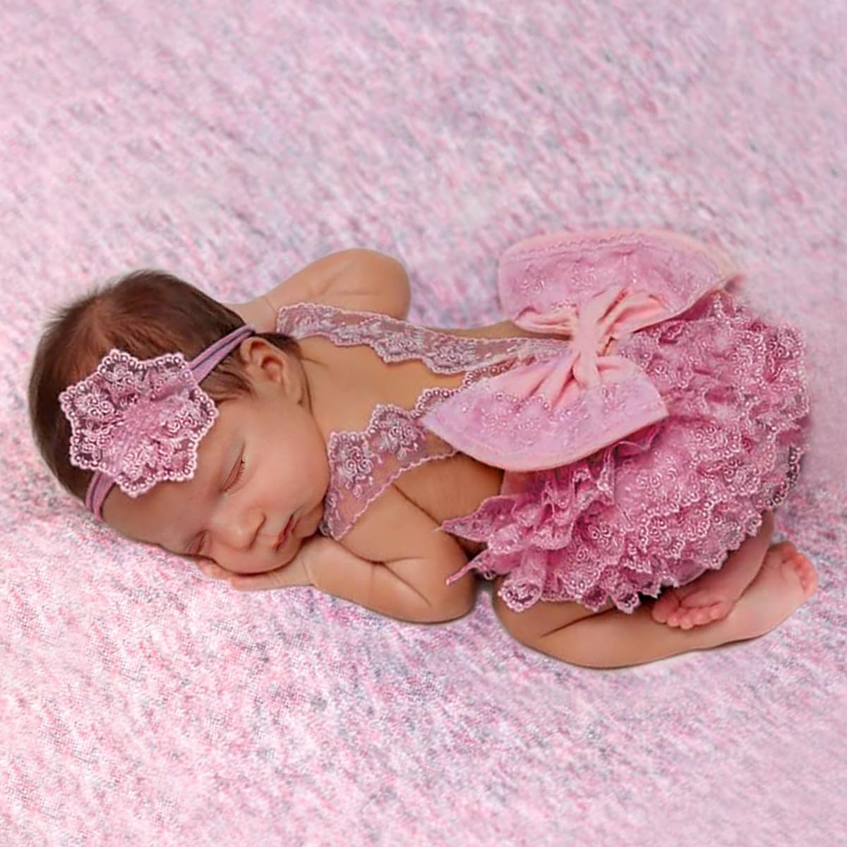 Ylsteed Newborn Photography Outfits - Girl Props Lace Romper Baby Photo Shoot Outfits Girls Photo Props (Strap Style - Purple)