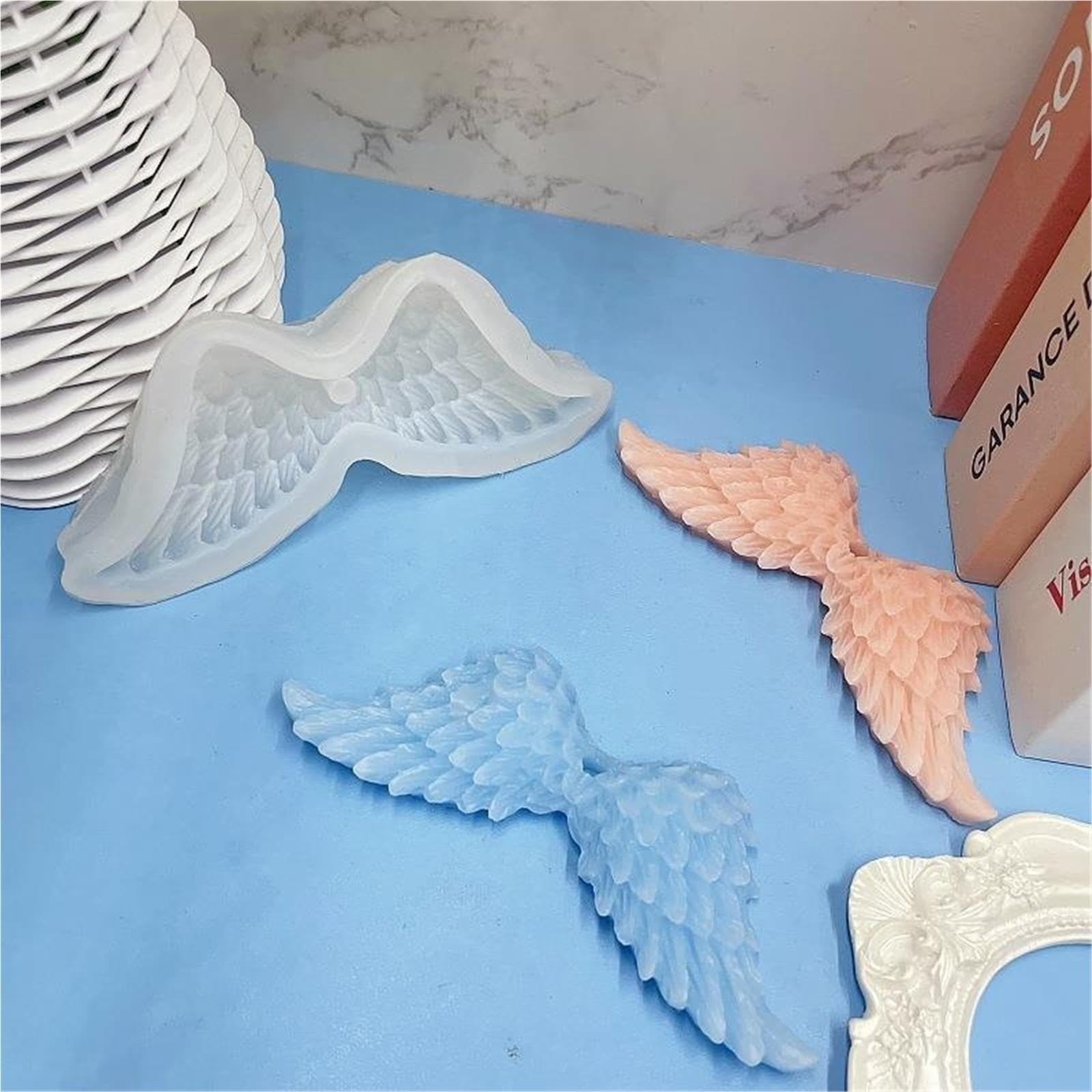 Moldes de silicona con alas Molde de silicona con alas Ángel, molde plumas jabón yeso for aromaterapia DIY