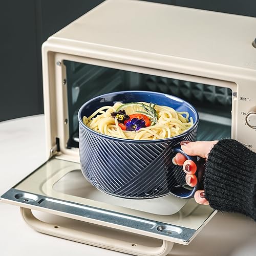 Miniatura 9 de Tazón de sopa con asa taza de sopa de gran tamaño de 38 onzas con asa, cuenco de cerámica apto para microondas para cocina, taza de sopa